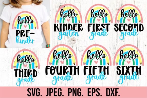 Back to School SVG Bundle – Rainbow PNG