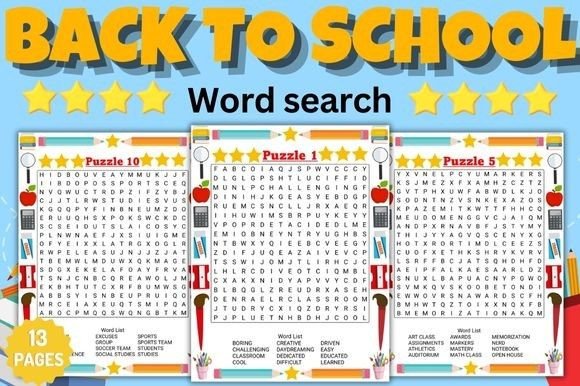 Back to School Word Search Puzzles