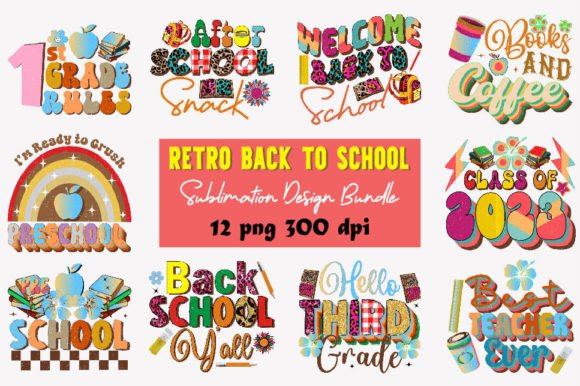 Retro Back to School Sublimation Design