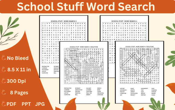 School Stuff Word Search Back to School